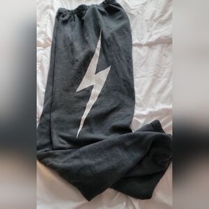 Aviator Nation Charcoal Sweatpants with White Lightning Bolt